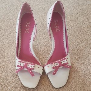 BCBG Paris pink and white heels